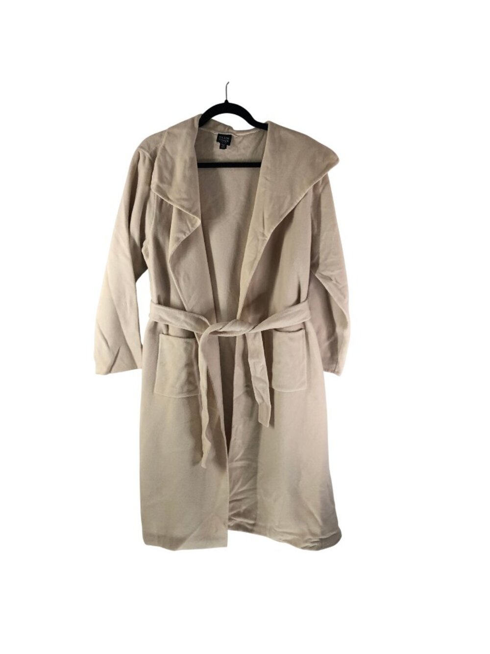 Eileen Fisher Womens Ivory Wool Cashmere Blend Belted Open Front Coat Petite PM
